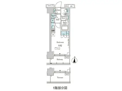 パークアクシス本所・親水公園(ワンルーム/1階)の間取り写真