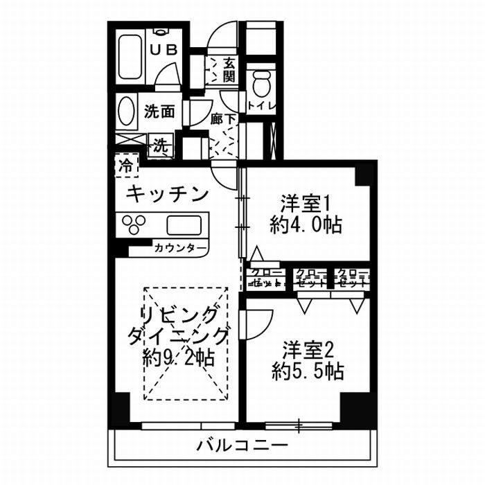 レジディア文京音羽(2LDK/1階)の間取り写真
