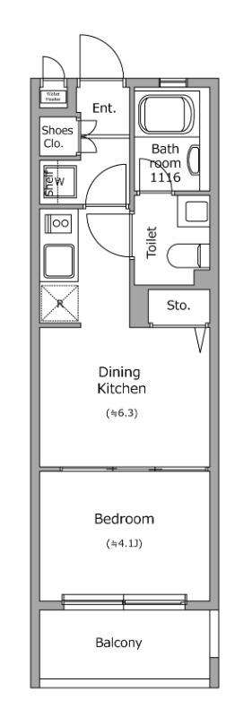 レジディア笹塚(1DK/3階)の間取り写真