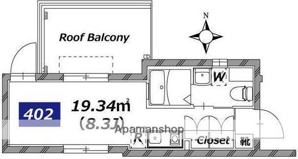 スタイルレジデンス渋谷笹塚(ワンルーム/4階)の間取り写真