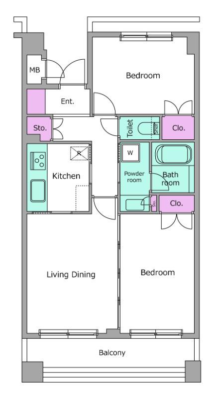 レジディア世田谷弦巻(2LDK/2階)の間取り写真