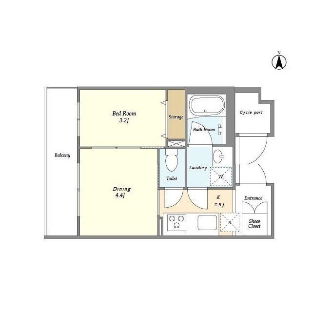 ドゥーエ大鳥居ウエスト(1DK/5階)の間取り写真