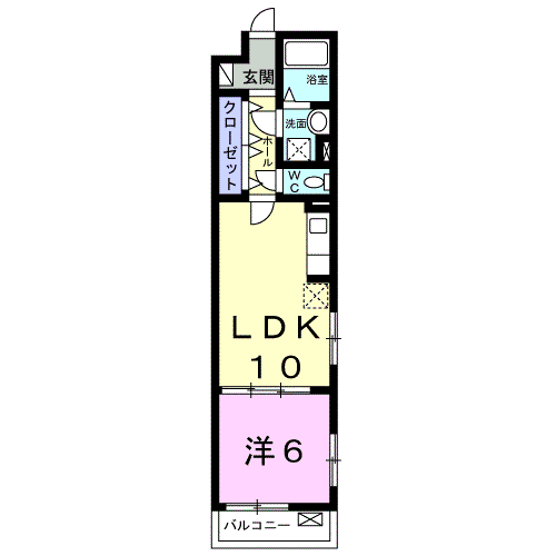 カルム ジャルダン(1LDK/2階)の間取り写真