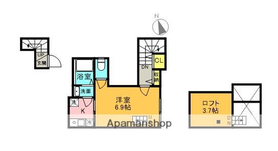 グレースアロー経堂(1K/2階)の間取り写真