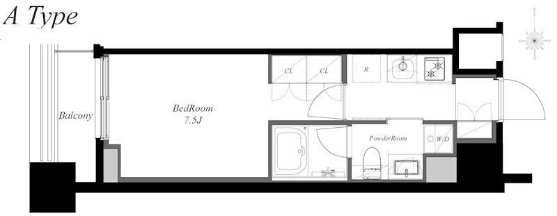 MINAMIAZABU ノース(1K/2階)の間取り写真