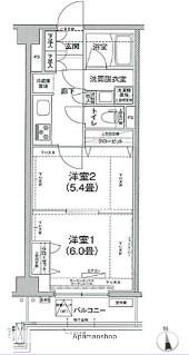 アイルグランデ大田(2K/4階)の間取り写真