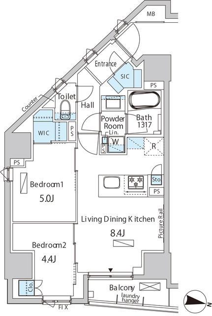 バウスフラッツ品川キャナルサイド(2LDK/11階)の間取り写真