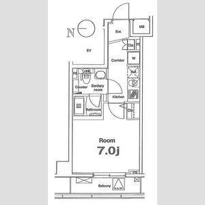 プレミアムキューブ大岡山(1K/1階)の間取り写真