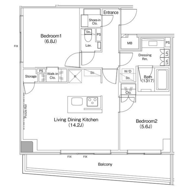 ザ・パークハビオ渋谷クロス(2LDK/10階)の間取り写真
