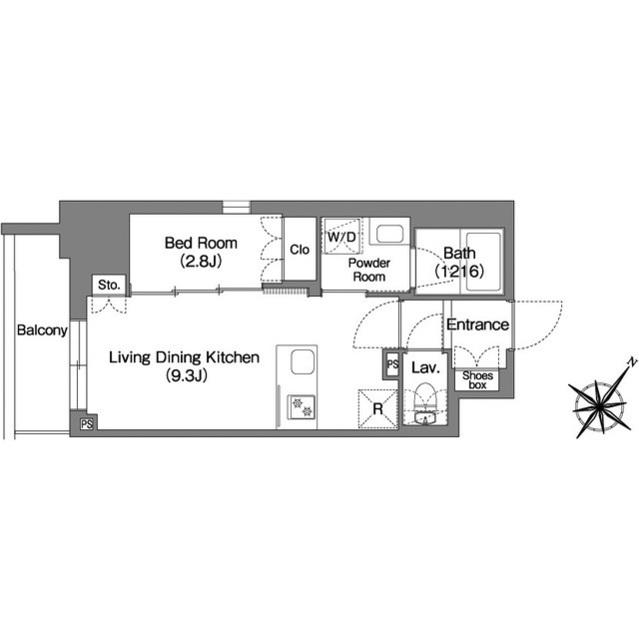 ミュプレ巣鴨駅前(1LDK/13階)の間取り写真