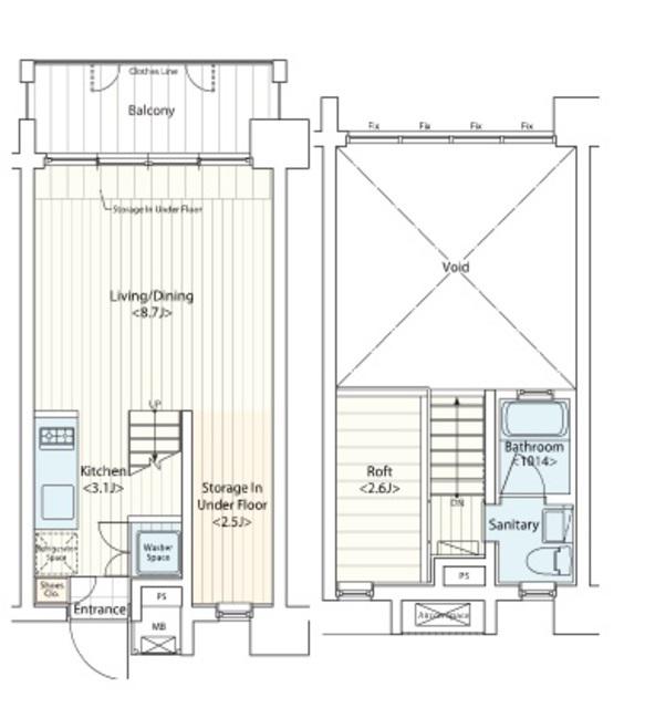 ドゥーエ新丸子(ワンルーム/3階)の間取り写真