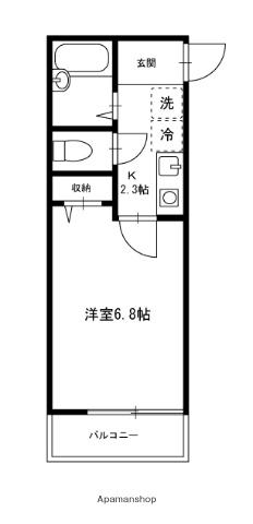 クラッス大和町(1K/2階)の間取り写真