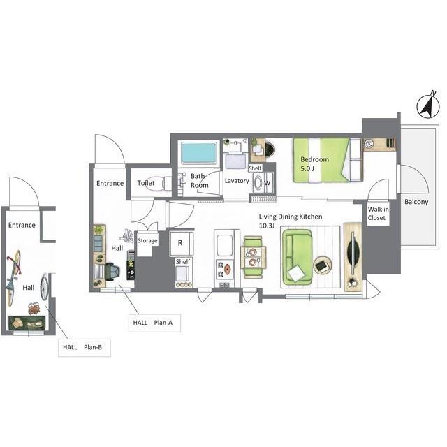 AIFLAT若松河田(1LDK/10階)の間取り写真