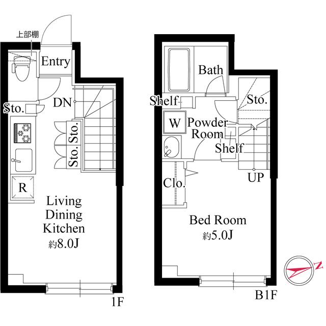 ラ・ペルラ下北沢(1LDK/1階)の間取り写真