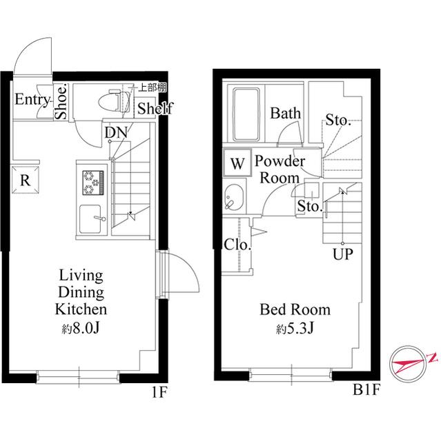ラ・ペルラ下北沢(1LDK/1階)の間取り写真