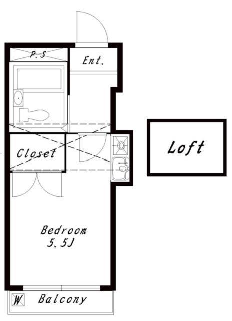 TKハイツ(ワンルーム/2階)の間取り写真