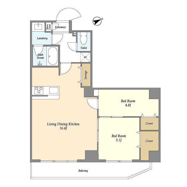 アルファコート亀戸2(2LDK/3階)の間取り写真