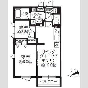 エルファーロ池尻(2LDK/1階)の間取り写真