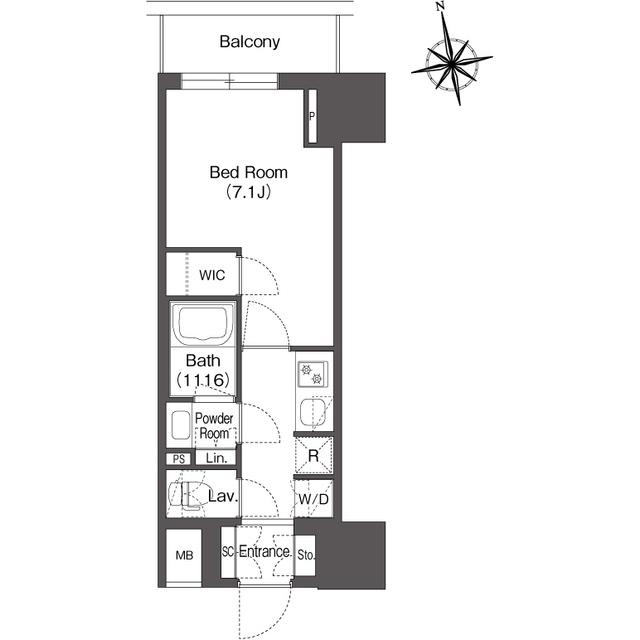 コンフォリア東上野(1K/15階)の間取り写真