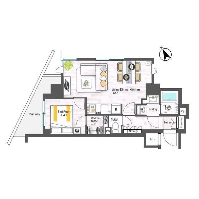 AIFLAT代々木上原(1LDK/5階)の間取り写真