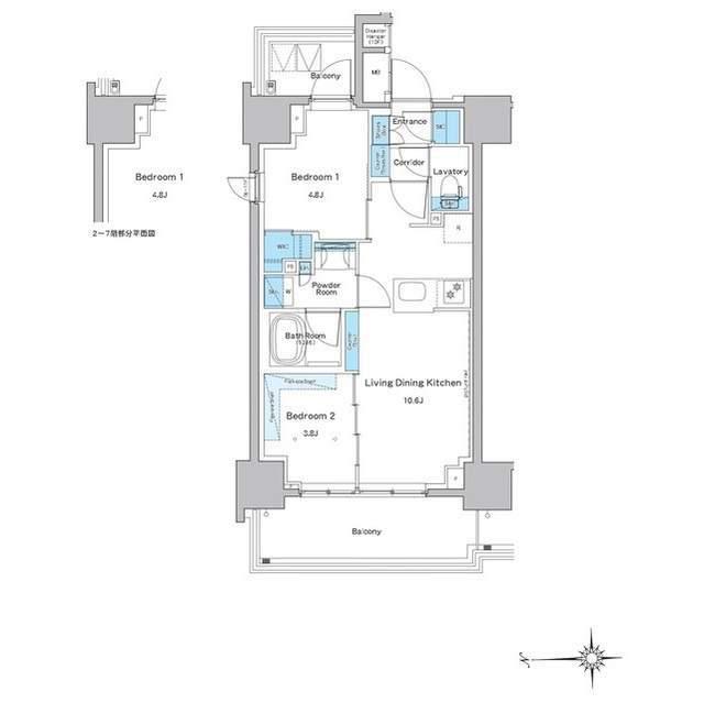 ルフォンプログレ門前仲町プレミア(2LDK/10階)の間取り写真