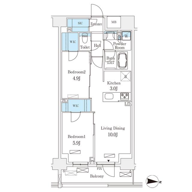 フロンティアレジデンス錦糸公園(2LDK/6階)の間取り写真