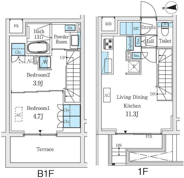 STANDZ柿の木坂(2LDK/1階)の間取り写真
