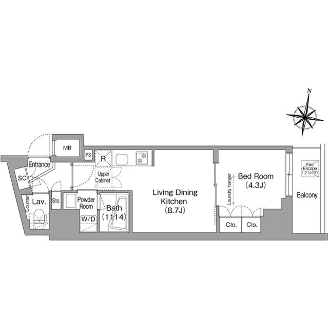 コンフォリア南品川(1LDK/12階)の間取り写真