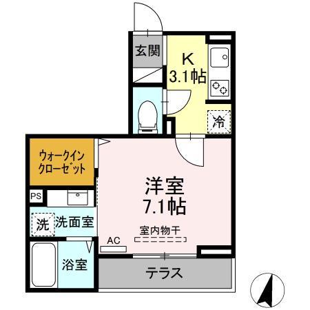 OLIVE SUN(1K/1階)の間取り写真