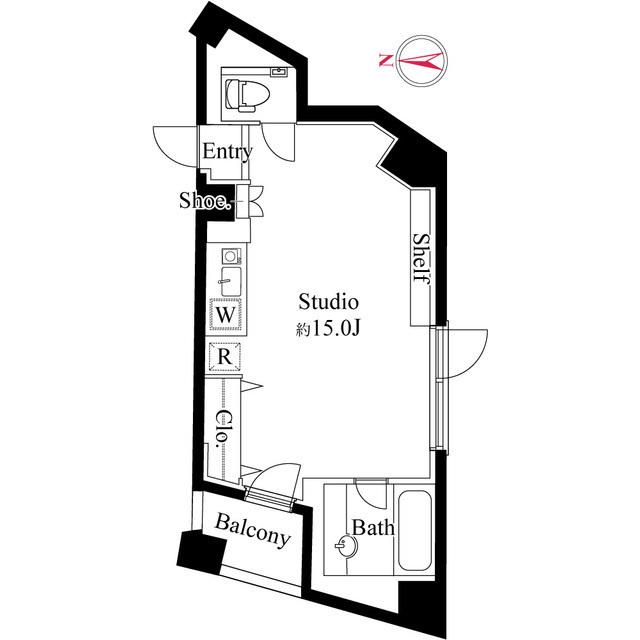 トゥールブランシュ麻布(ワンルーム/4階)の間取り写真