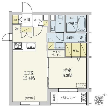 カスタリア旗の台(1LDK/1階)の間取り写真