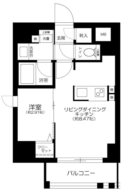 GRANSITE千代田水道橋(1LDK/4階)の間取り写真