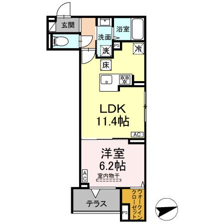 セレスティア祖師谷(1LDK/1階)の間取り写真