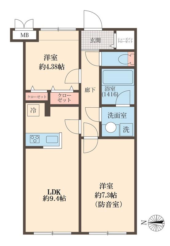 LIBERTE沼袋(2LDK/1階)の間取り写真