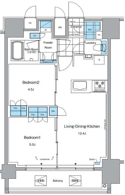 ルフォンプログレ田原町(2LDK/14階)の間取り写真