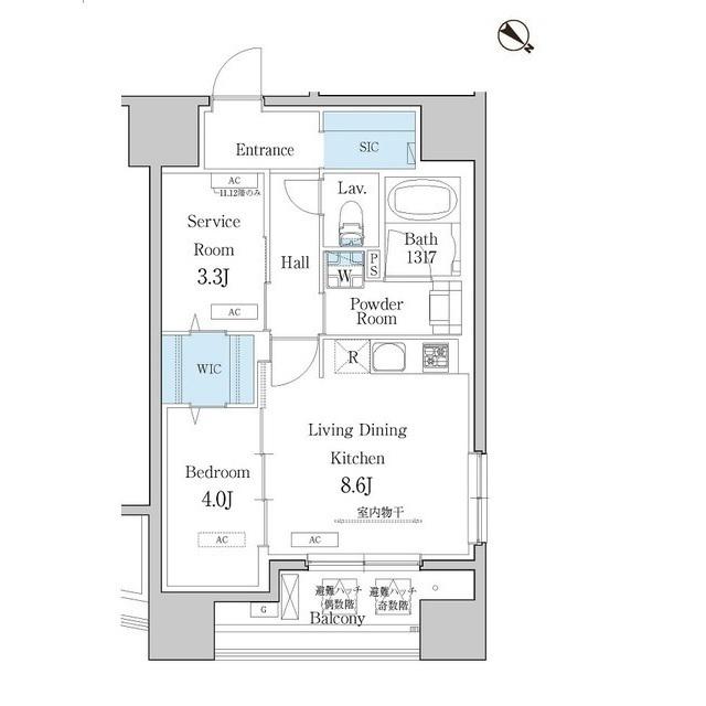 デュオフラッツ池尻大橋(1SLDK/11階)の間取り写真