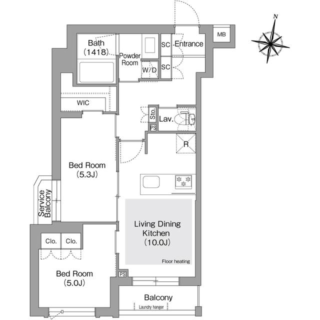 コンフォリア・リヴ東中野(2LDK/3階)の間取り写真