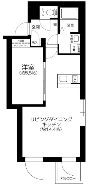 LE NID 日本橋(1LDK/1階)の間取り写真