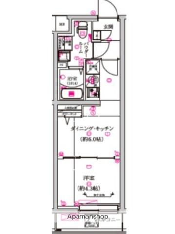 レガリス武蔵小山(1DK/1階)の間取り写真
