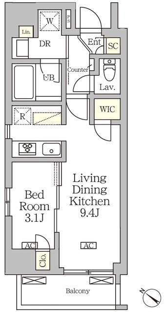 アジールコート松濤(1LDK/10階)の間取り写真