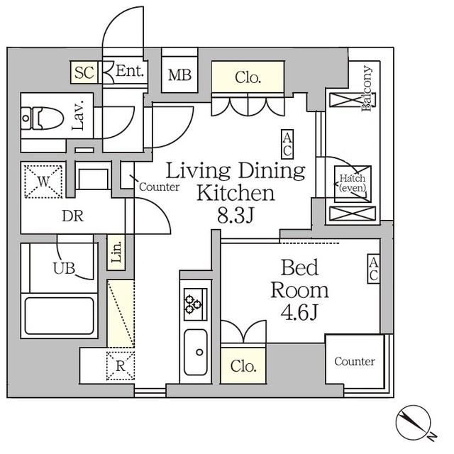 アジールコート松濤(1LDK/6階)の間取り写真