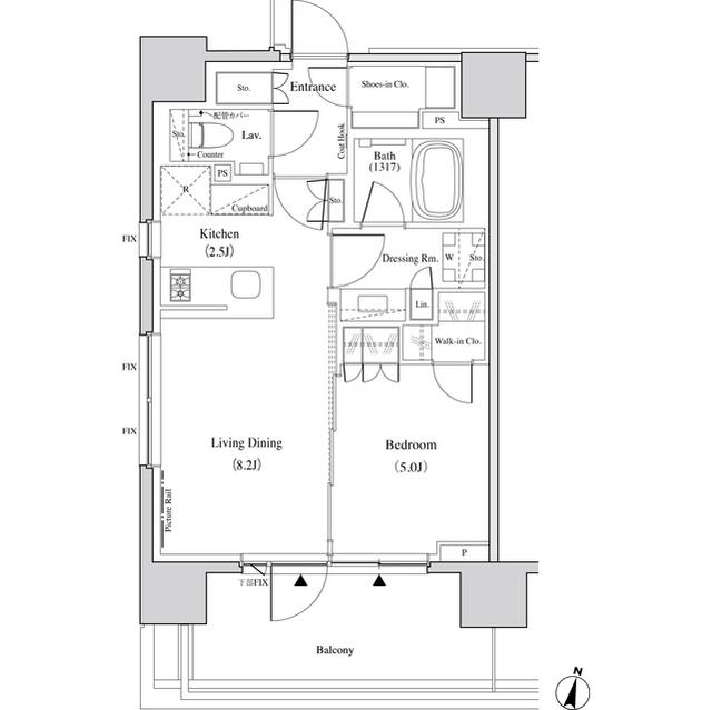 ザ・パークハビオ代々木(1LDK/4階)の間取り写真