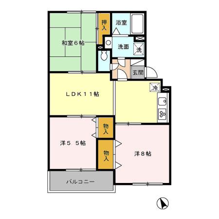 ロイトンI(3LDK/2階)の間取り写真