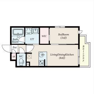 コンポジット新宿柏木(1LDK/1階)の間取り写真