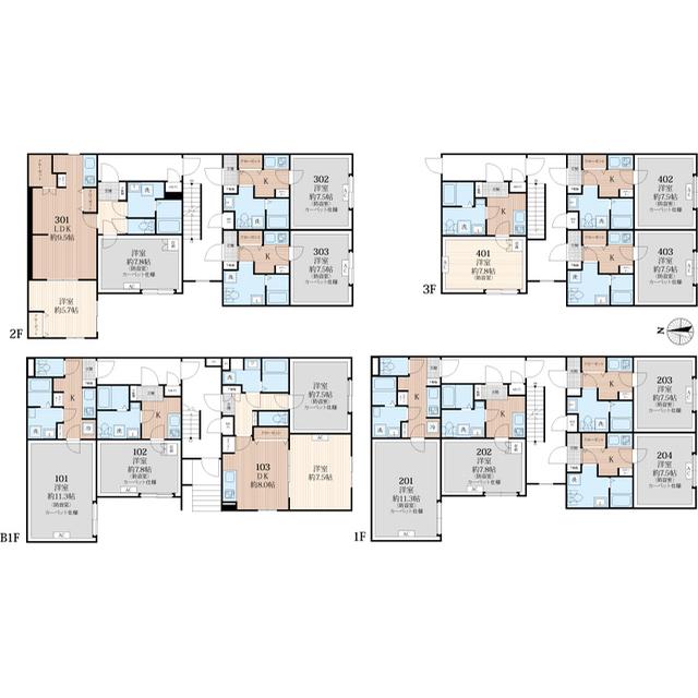ラシクラス西落合(1K/B1階)の間取り写真