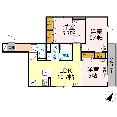 セレスティア白鷺II(3LDK/3階)の間取り写真