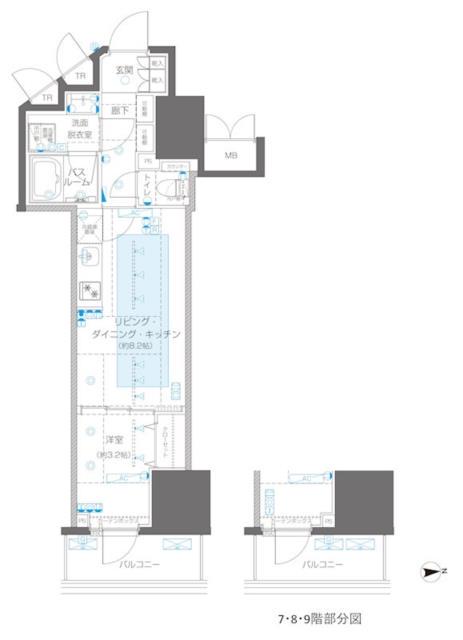 ZOOM信濃町(1LDK/8階)の間取り写真