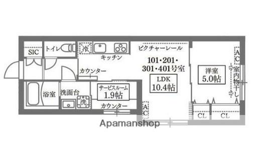 COCOCUBE GRANDE学芸大学(1SLDK/2階)の間取り写真