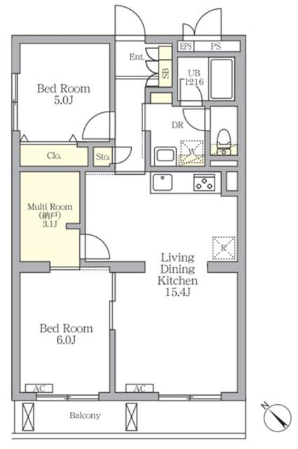 メゾンカルム中落合サウス(2SLDK/3階)の間取り写真