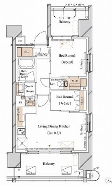 ブランシエスタ新丸子リバーフロント(2LDK/9階)の間取り写真